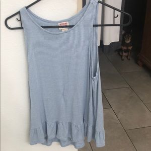 Blue tank top with stripes